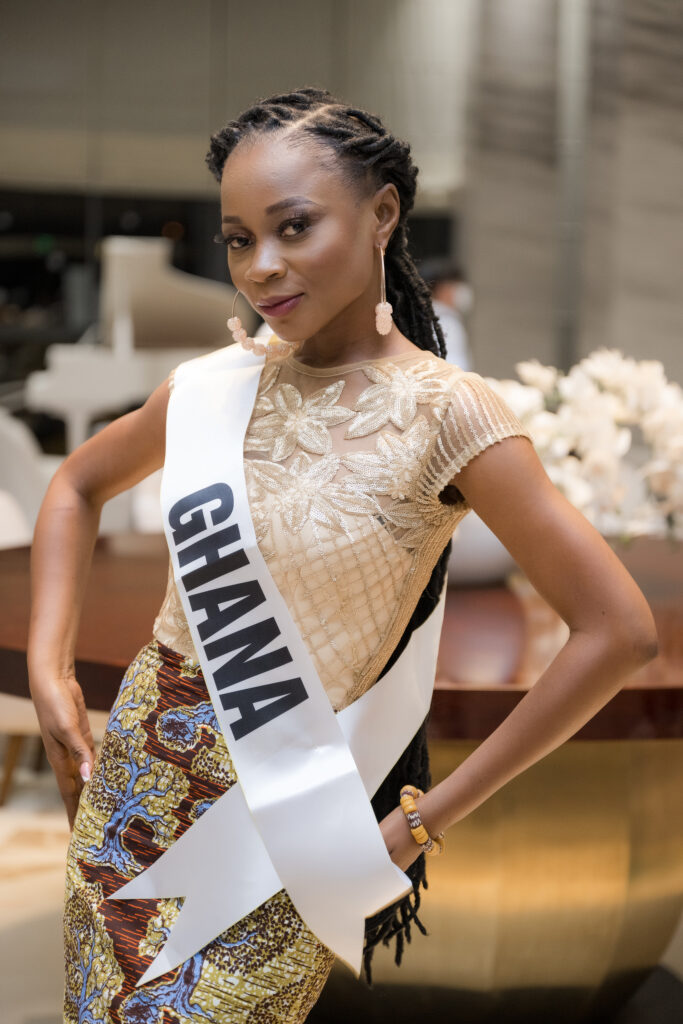 Emmanuella Awedana Apuri's outfit at Miss Tourism World sashing ceremony