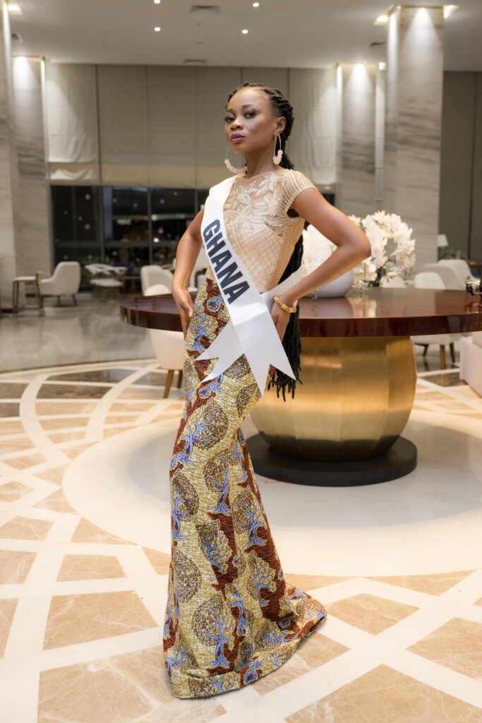 Emmanuella Awedana Apuri's outfit at Miss Tourism World sashing ceremony