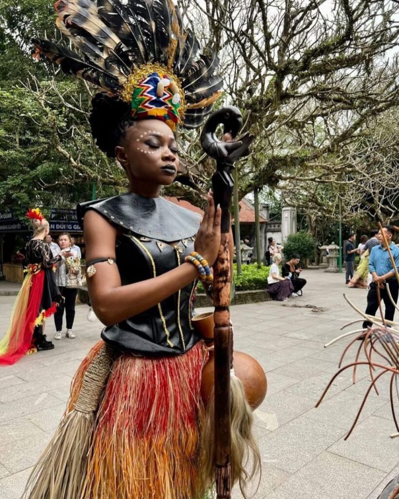Emmanuella Awedana Apuri's outfit at Miss Tourism World sashing ceremony
