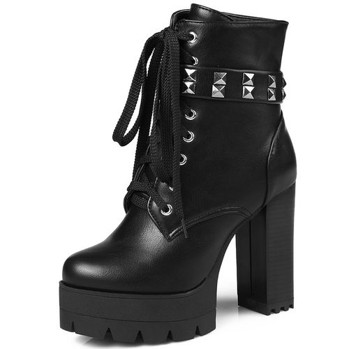 Rivet Crude High Heel Platform Ankle Boots