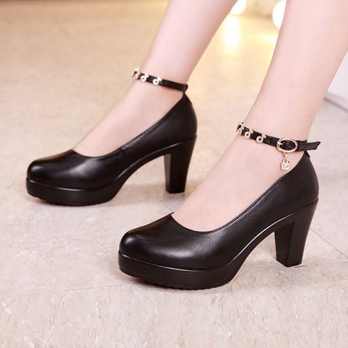 Mary Jane Block Heel Platform Pumps