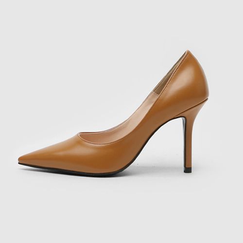 Caramel Faux Leather Pointed Stilleto Heel Court Shoes