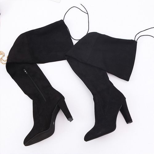 Women Stretch Faux Slim High Boots