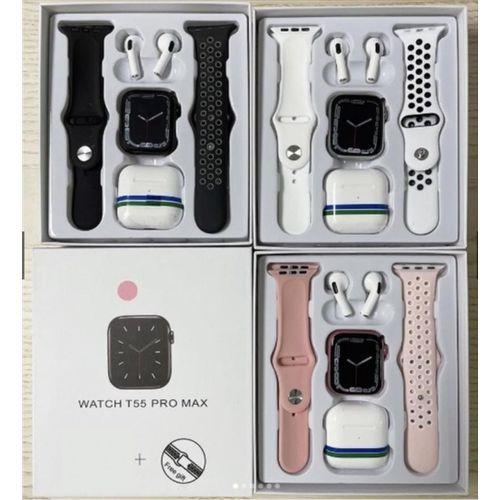 T55 Pro Max 2 In 1 Smart Watch With Earphone