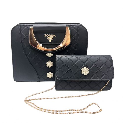 2 In 1 Set Leather Shoulder Handbag and Purse Set