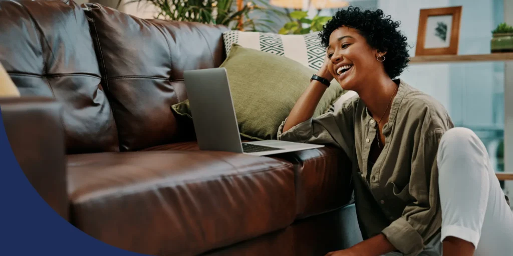 Woman building a safety financial net at home