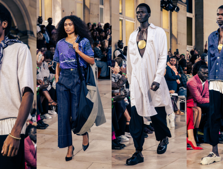 Four runway looks in a composite from CANEX Presents Africa at Tranoï Paris, September 2024.